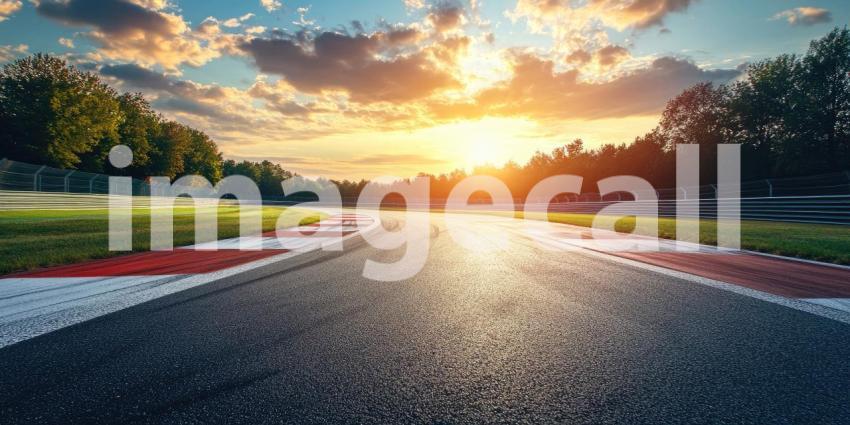 A Sunset Serenade: A Race Track Beckons Under a Vibrant Sky