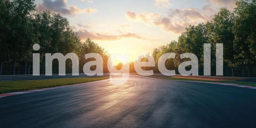 A Sunset Serenade: A Race Track Beckons Under a Vibrant Sky