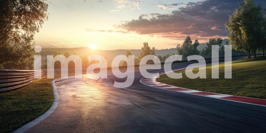 A Sunset Serenade: A Race Track Beckons Under a Vibrant Sky