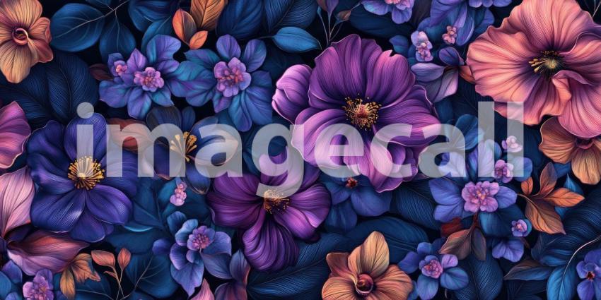 A Midnight Bloom: A Tapestry of Deep Purple and Indigo Flowers