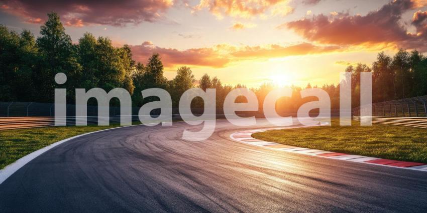 A Sunset Serenade: A Race Track Beckons Under a Vibrant Sky