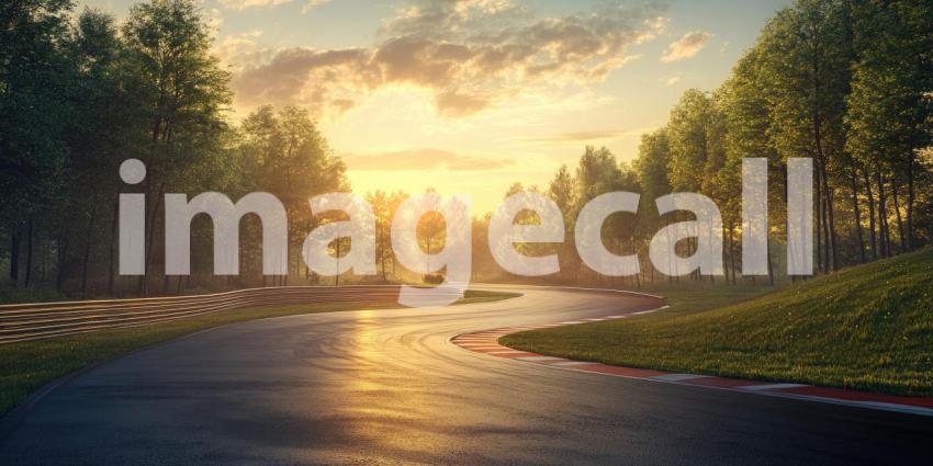 A Sunset Serenade: A Race Track Beckons Under a Vibrant Sky