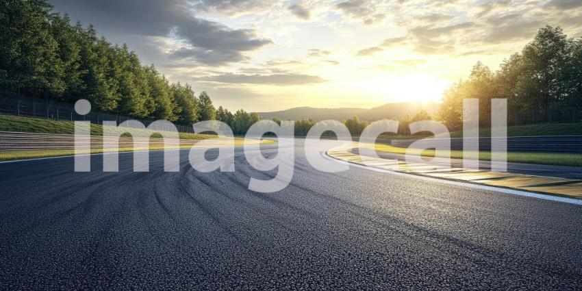 A Sunset Serenade: A Race Track Beckons Under a Vibrant Sky