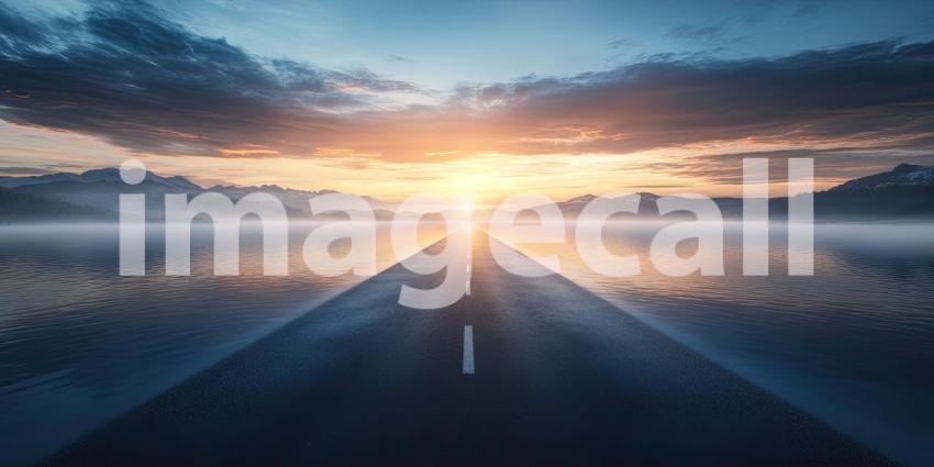 Road to the Horizon: A Scenic Drive at Sunrise