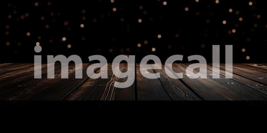 Twilight Ambiance: A Rustic Wooden Table Under a Canopy of Lights