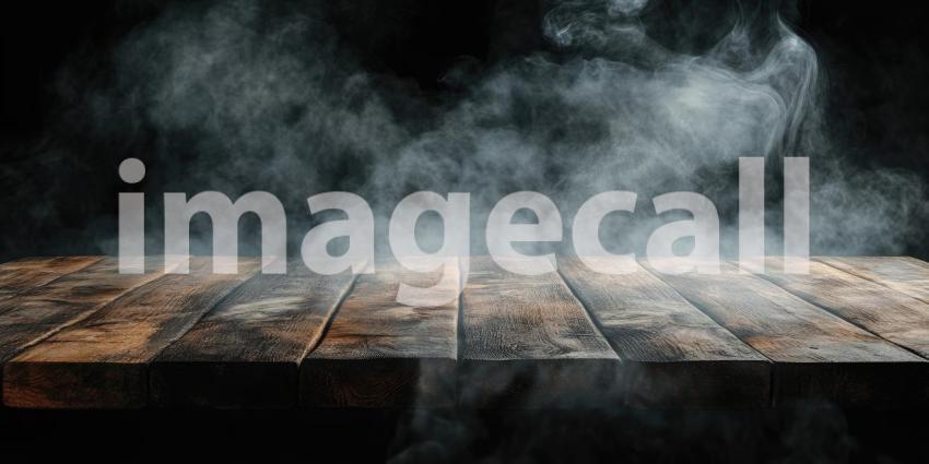 Smoke and Shadows: A Rustic Tabletop in a Mysterious Setting