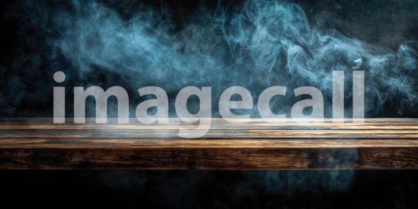 Smoke and Shadows: A Rustic Tabletop in a Mysterious Setting