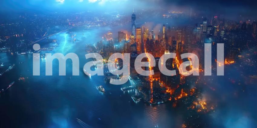 A City of Dreams: New York Awakens Under a Stormy Sky