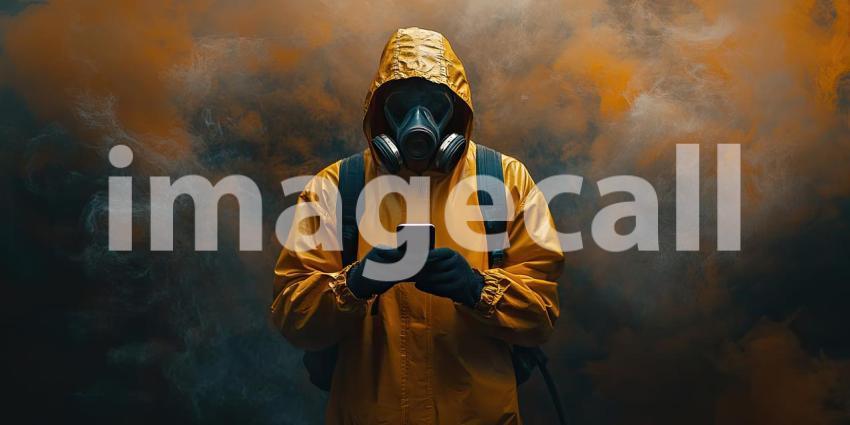 Mysterious City Dweller: Masked Individual in Vibrant Nightscape