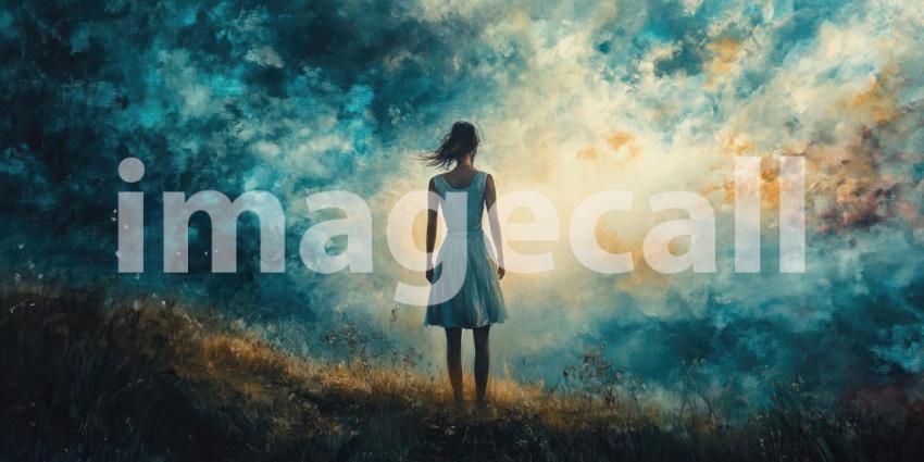 A Serene Twilight: Water Lilies Bloom in a Misty River at Sunset