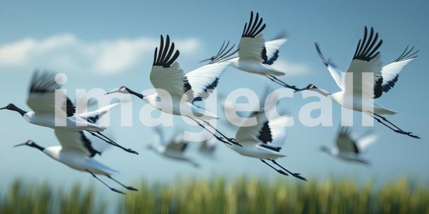 Flight of the Flock: Birds Silhouetted Against a Vibrant Sunset