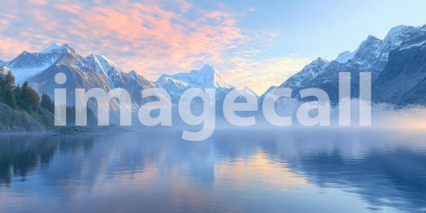 Serene Summits: A Misty Mountain Landscape at Dawn