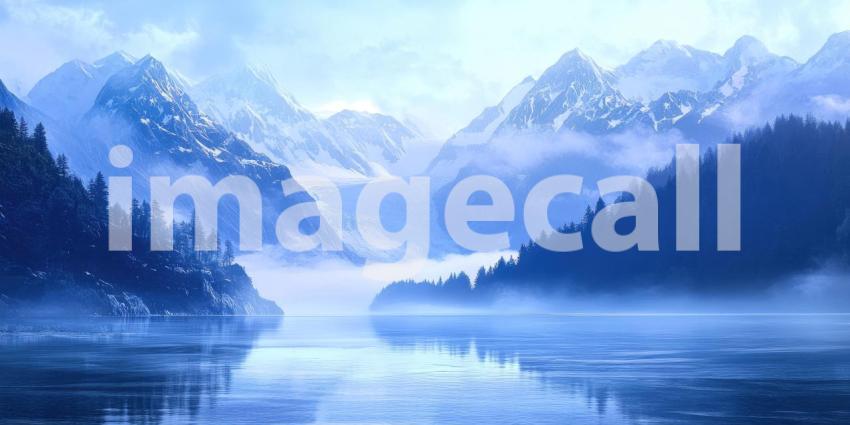 Serene Summits: A Misty Mountain Landscape at Dawn