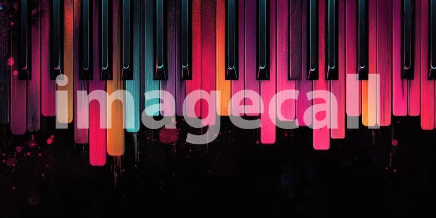 Keys of Inspiration: A Piano Illuminated by Vibrant Lights