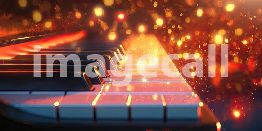 Keys of Inspiration: A Piano Illuminated by Vibrant Lights