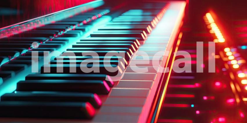 Keys of Inspiration: A Piano Illuminated by Vibrant Lights
