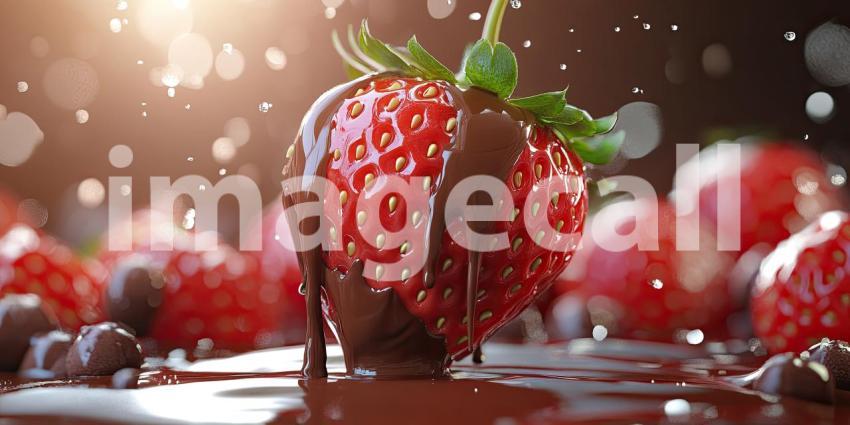 A Chocolatey Indulgence: Drizzled Strawberries in a Pool of Sweetness