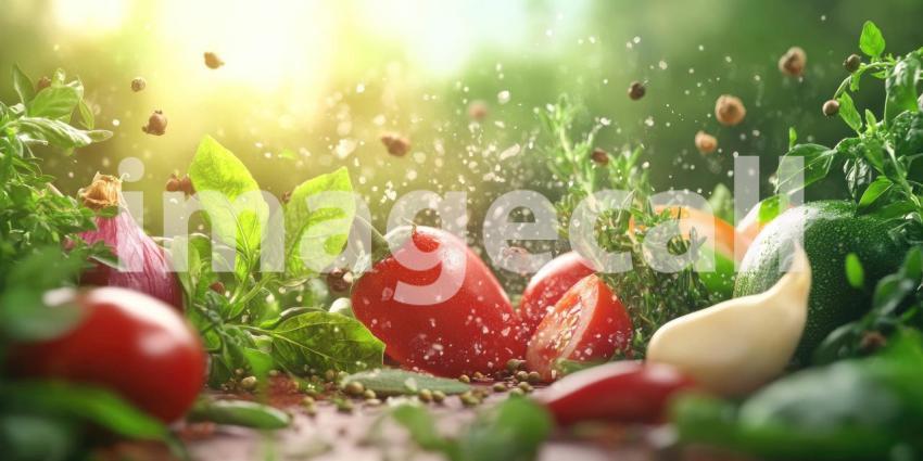 A Burst of Flavor: Fresh Herbs and Vegetables in the Sunlight