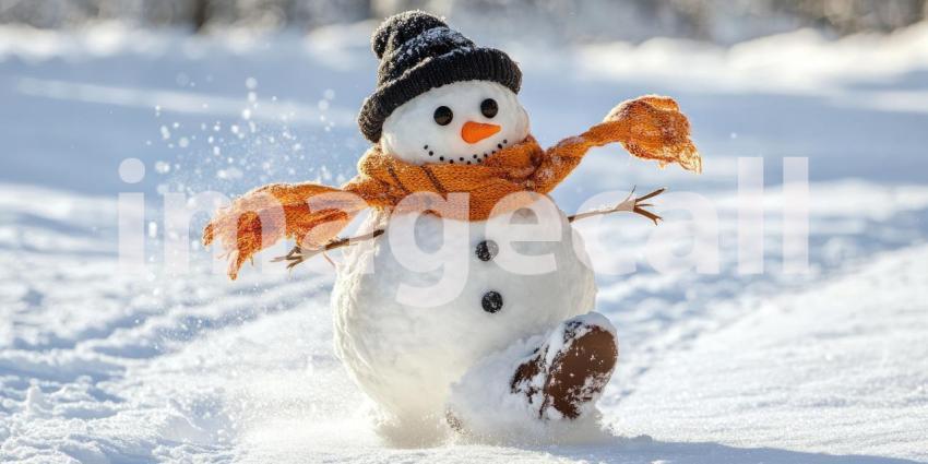 Frosty Frolic: A Dashing Snowman in the Snow