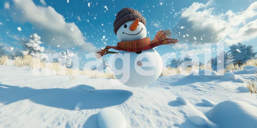 Frosty Frolic: A Dashing Snowman in the Snow