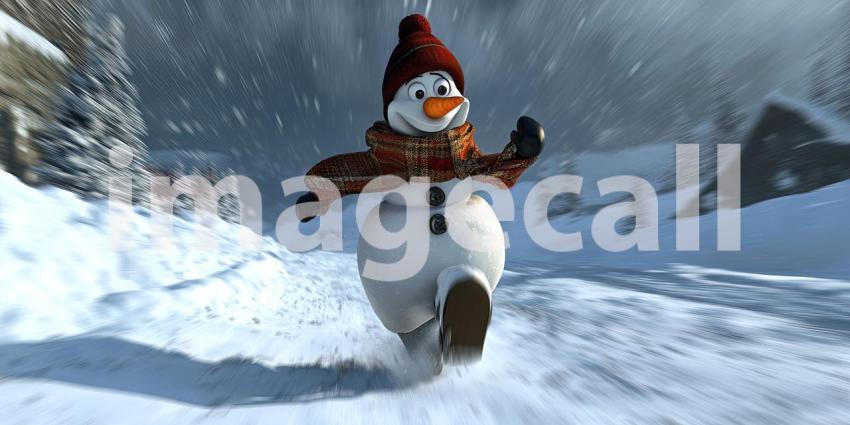 Frosty Frolic: A Dashing Snowman in the Snow