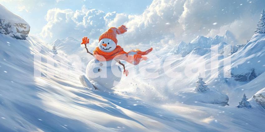 Frosty Frolic: A Dashing Snowman in the Snow