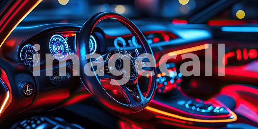 Night Drive Glow-Up: A Car Interior Illuminated with Vibrant Lights