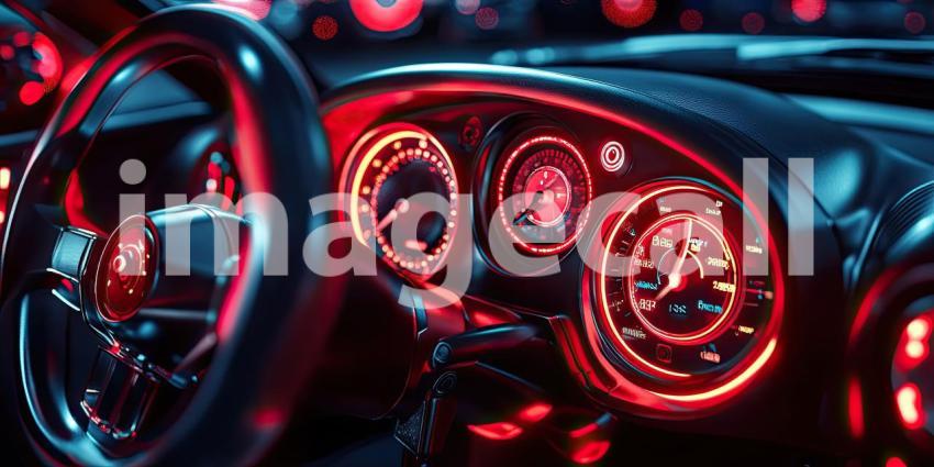 Night Drive Glow-Up: A Car Interior Illuminated with Vibrant Lights