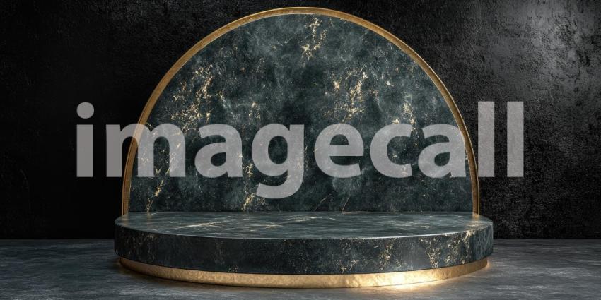 A Stage of Gold: A Luxurious Podium Bathed in Warm Light, Ready for the Spotlight