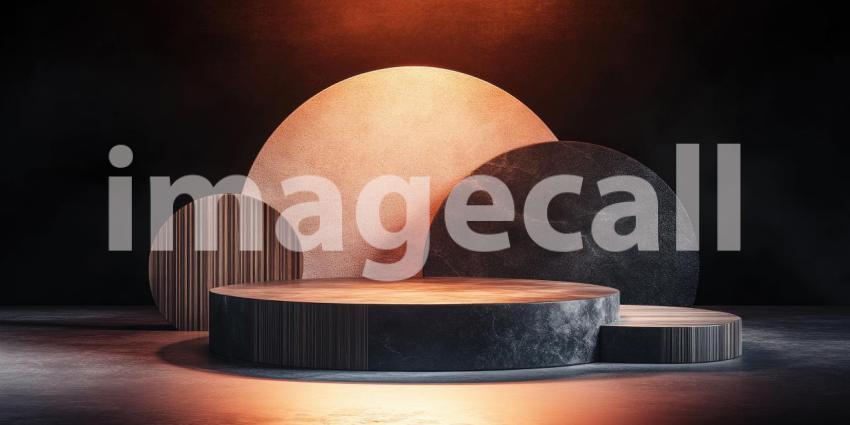 A Stage of Gold: A Luxurious Podium Bathed in Warm Light, Ready for the Spotlight