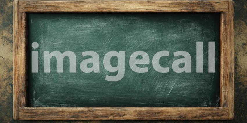 Vintage Wooden Framed Chalkboard on a Rustic Tabletop Against a Dark Background for Education, Nostalgia, and Rustic Design Concepts