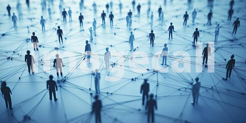 Interconnected Network of People Representing Social Connections, Communication, and Global Collaboration