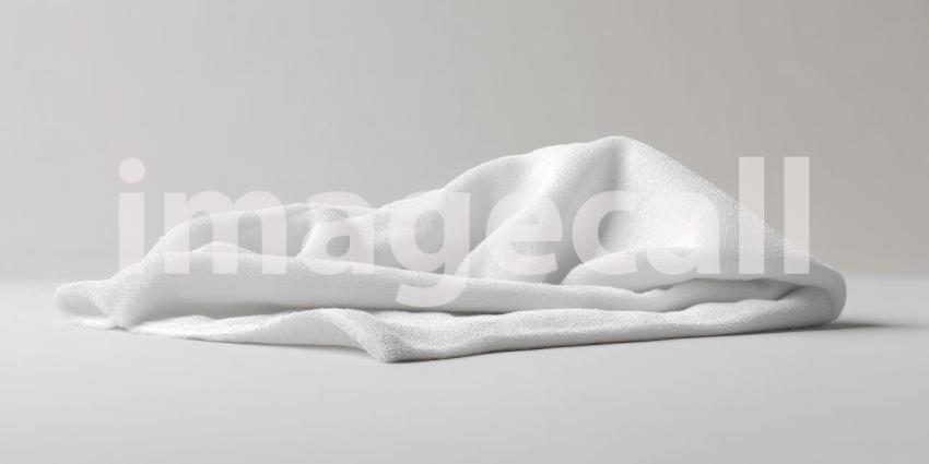 Soft and Plush White Bath Towel Folded and Draped on a Surface with Sunlight Casting Shadows for Home Decor, Spa, and Relaxation Concepts