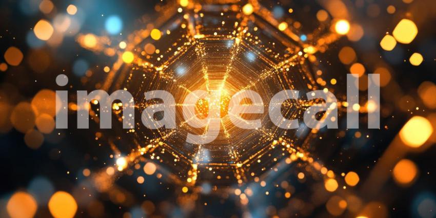 Abstract Hexagonal Grid with Glowing Orange Lights and Dark Shadows for Technology, Sci-Fi, and Modern Design Concepts