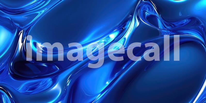 Abstract Liquid Metal Texture with Wavy, Reflective Surface in Vibrant Blue Hues for Modern, Artistic, and Creative Designs