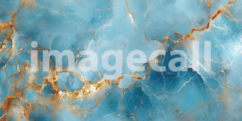 Cosmic Bloom: A Fractal Flower with Blue Petals and a Glowing Golden Core Against a Starry Night Sky