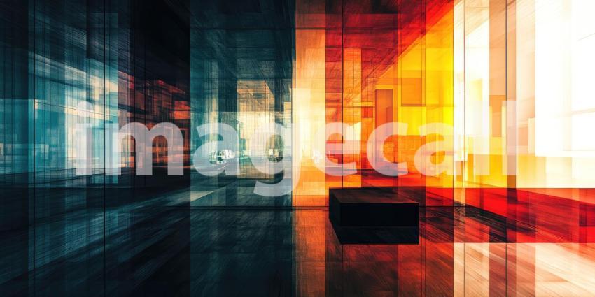 Abstract Architectural Rendering with Intersecting Planes and Vibrant Colors for Modern, Futuristic, and Design Concepts