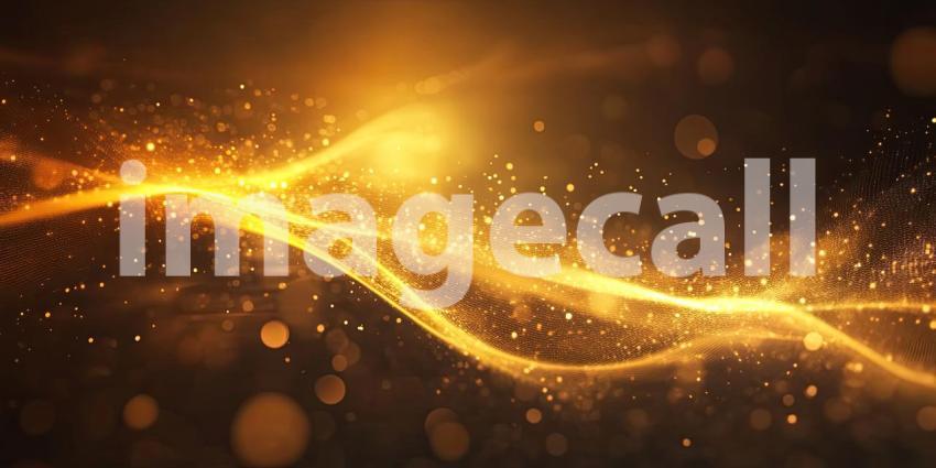 Abstract Golden Wave of Light with Shimmering Particles and a Dark Background for Luxury, Elegant, and High-End Designs