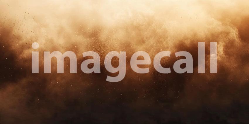 Abstract Dust Explosion with a Cloud of Brown Particles and Golden Highlights for Dramatic, Energetic, and Abstract Backgrounds