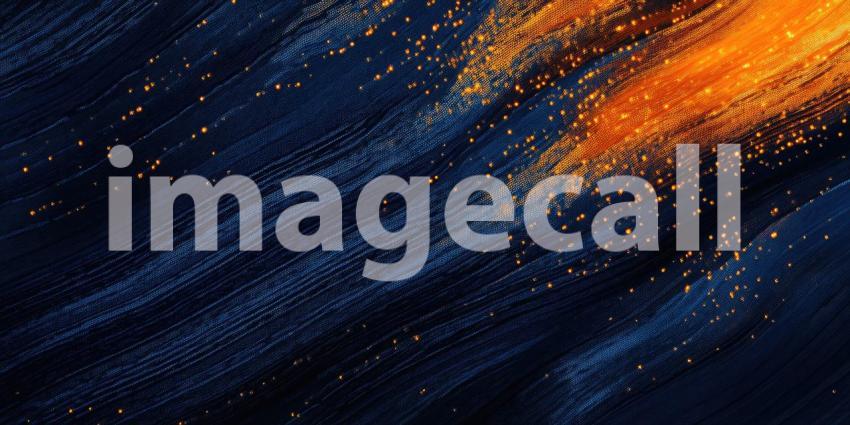 Abstract Digital Landscape with Flowing Waves of Glowing Orange and Blue Particles for Technology, Sci-Fi, and Modern Designs