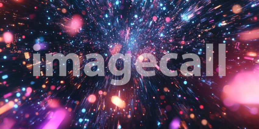 Cosmic Explosion with a Burst of Colorful Lights and Particles Radiating Outward for Space, Science, and Futuristic Concepts