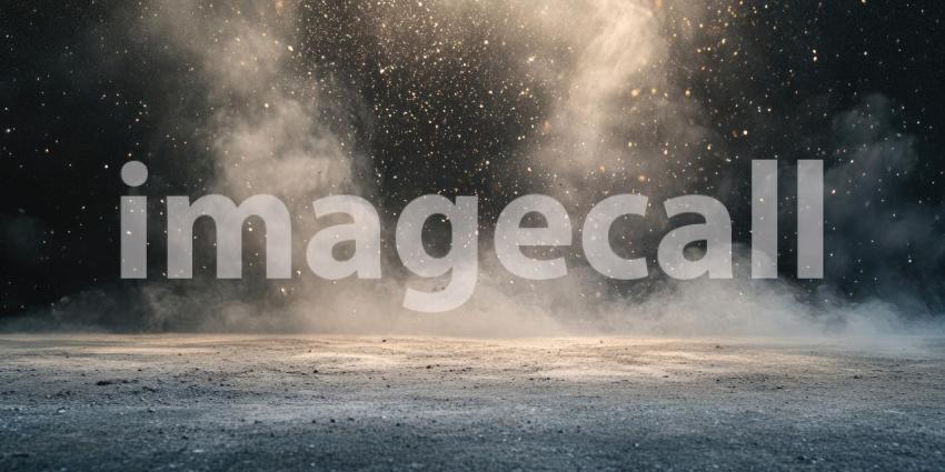 Abstract Dust Explosion with a Cloud of Brown Particles and Golden Highlights for Dramatic, Energetic, and Abstract Backgrounds