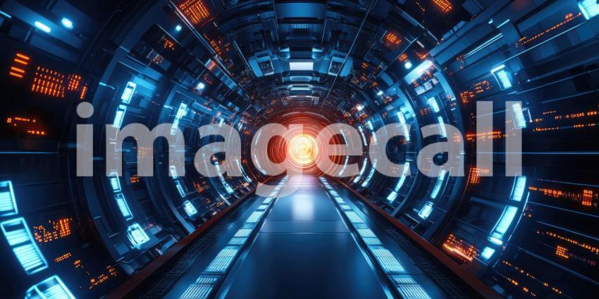 Abstract Geometric Composition with Intersecting Red and Blue Crystals and Glowing Lines for Futuristic, Sci-Fi, and Modern Designs