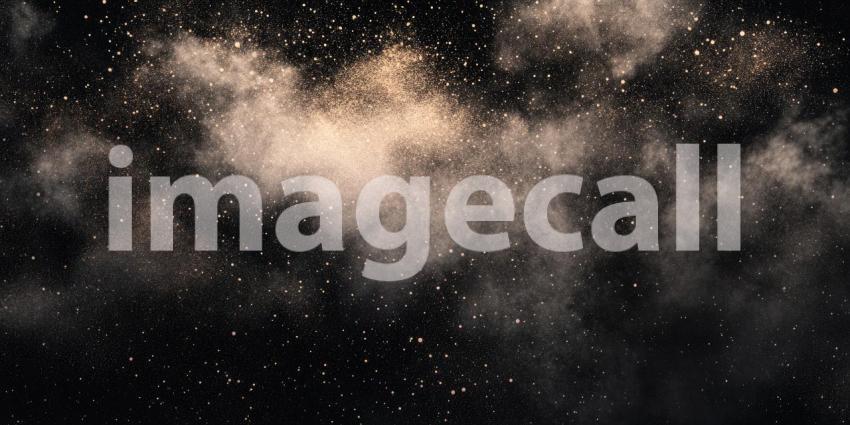 Abstract Dust Explosion with a Cloud of Brown Particles and Golden Highlights for Dramatic, Energetic, and Abstract Backgrounds