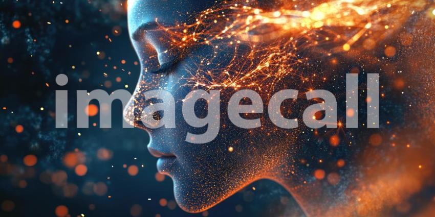 Data Flow Visualization. Abstract, futuristic background with glowing particles and lines. Perfect for technology, AI, and innovation concepts.