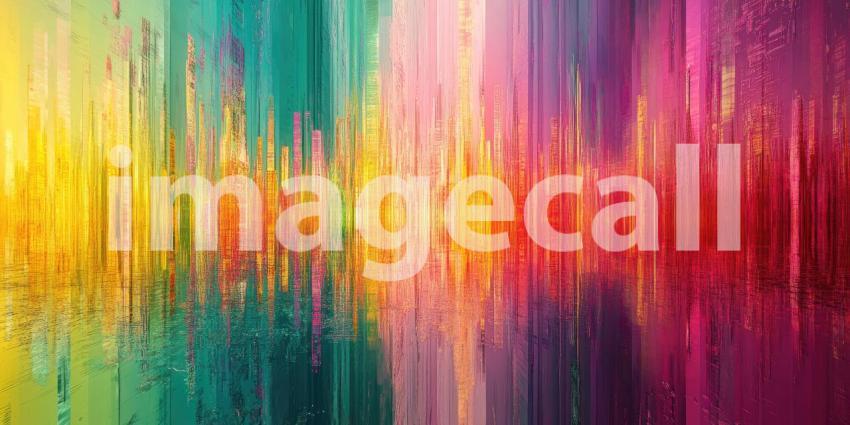 Abstract Glitch Art Cityscape. Vibrant, digital painting with vertical lines and distorted reflections. Perfect for futuristic, tech, and artistic concepts.