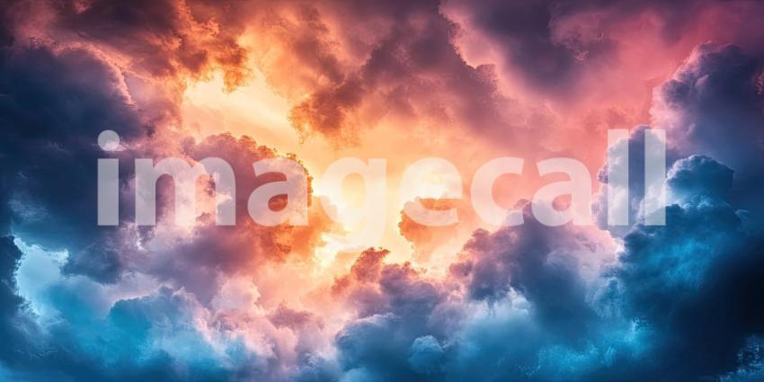 Fiery Sunset Cloudscape. Dramatic sky with vibrant colors and swirling clouds. Perfect for atmospheric, nature, and inspirational themes.