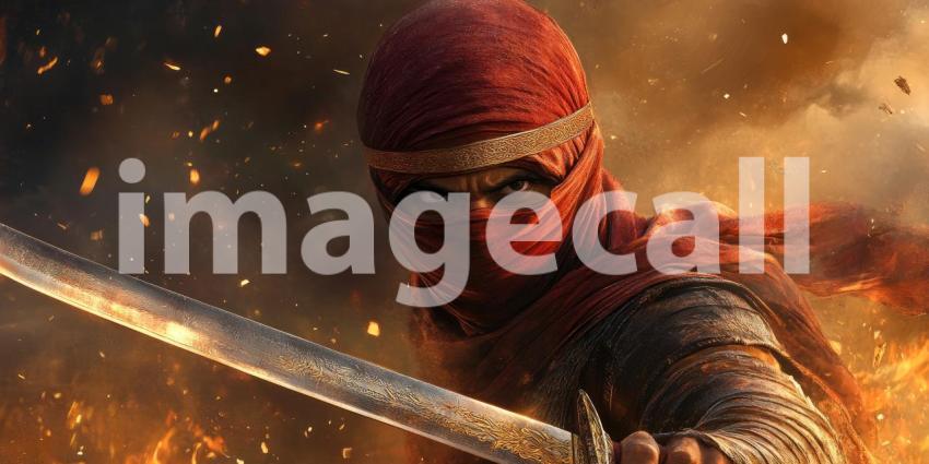 Warrior in Ornate Attire with Sword: A Historical or Fantasy Figure