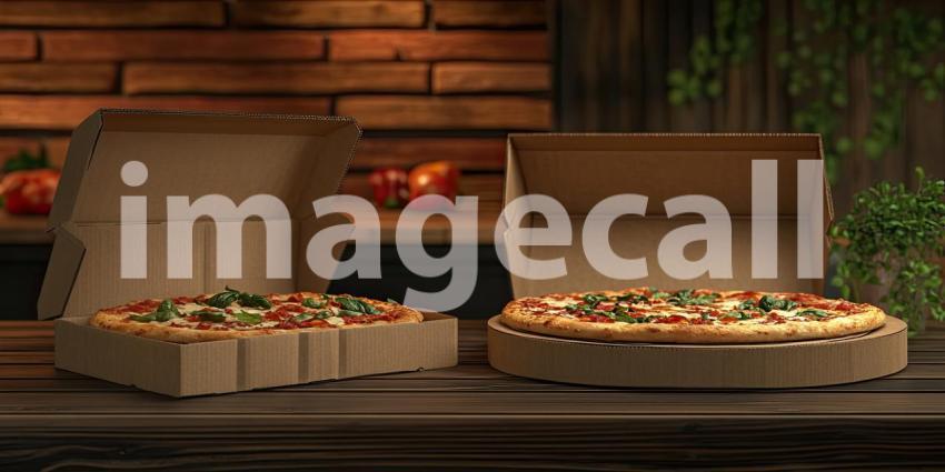 Pepperoni Pizza in a Cardboard Box. Freshly baked pizza with melted cheese and toppings, ready to serve. Perfect for food, delivery, and restaurant themes.