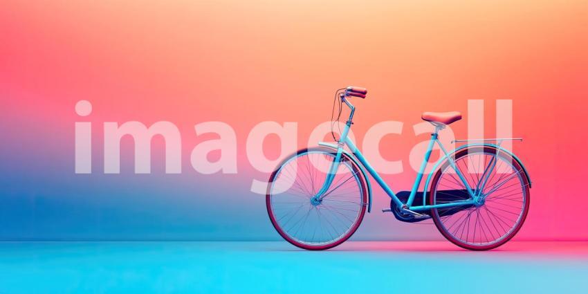 Cityscape Rainscape. A red bicycle stands alone on a wet city street at night, illuminated by colorful lights. Perfect for urban, atmospheric, and travel themes.